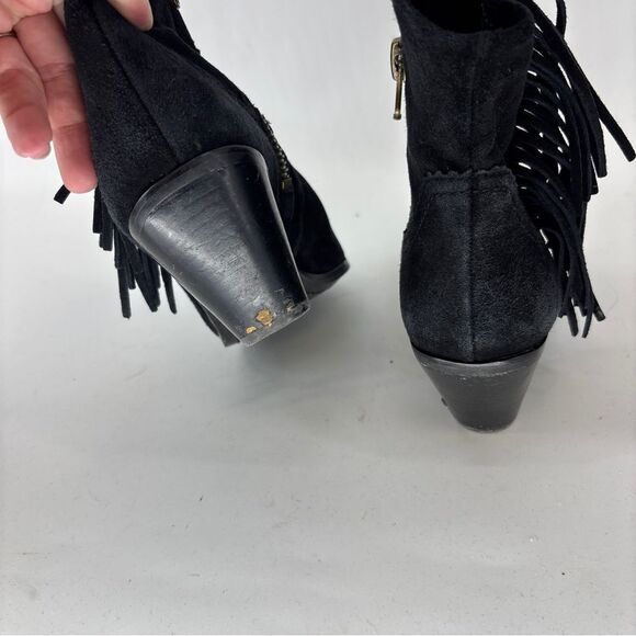 Sam Edelman Louie Black Suede Fringe Ankle Boots western women’s 8 - Picture 2 of 13